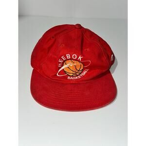 Vintage Reebok Basketball 6-Panel Hat Men's One-Size Red Embroidered Snapback